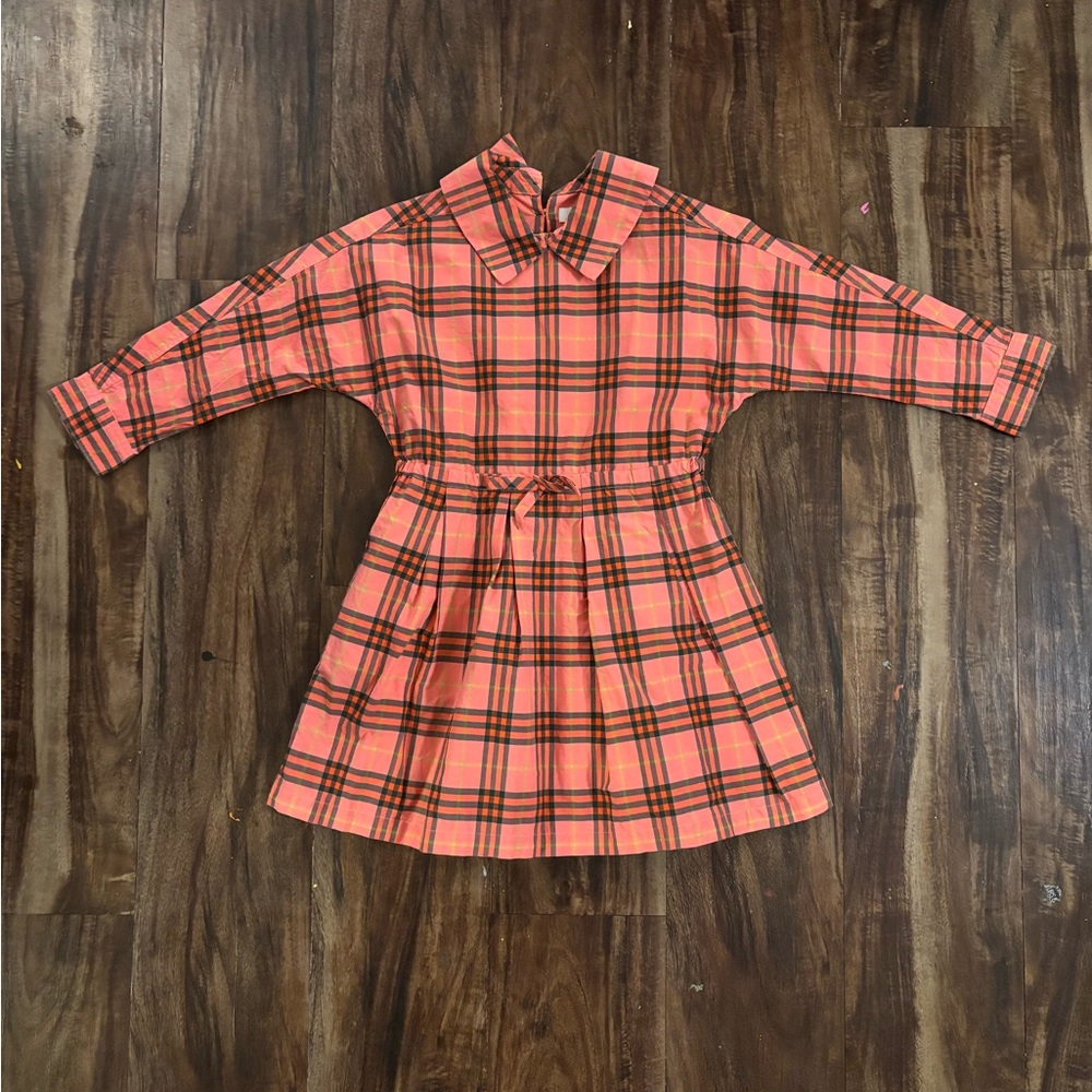 Burberry Pink Plaid Long-Sleeve Fit-and-Flare Dress